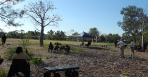 Image of Prisoners watching sport on the West Kimberley Oval