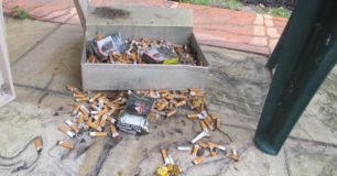 Debris in smoking hut