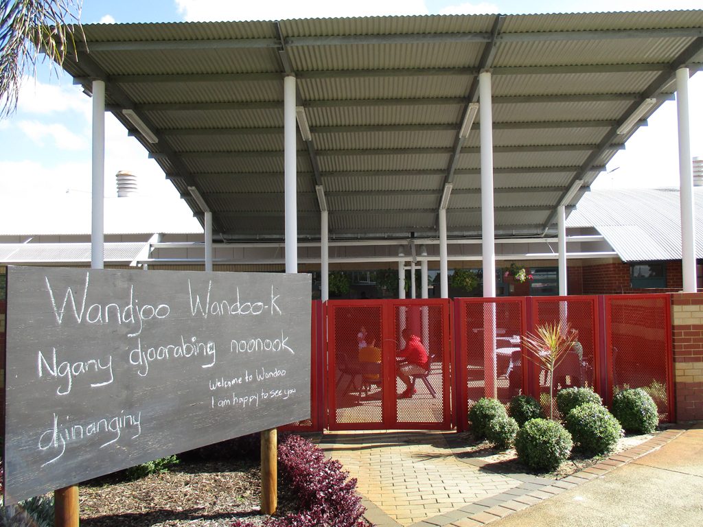 Image of a Welcome to Wandoo Sign in Noongar Language