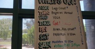 Image of whiteboard of sports activities at Wandoo