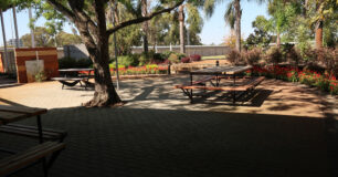 Image of outdoor seating area for staff