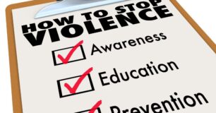 Image of a clipboard, with a how to stop violence tick box form